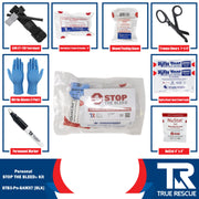 True Rescue Personal STB Kit Bleeding Control Kit White Smoke Premium - With NuStat 4"x4" Hemostatic Dressing / SAM XT-700 Tourniquet (Black)