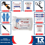 True Rescue Personal STB Kit Bleeding Control Kit White Smoke Premium - With NuStat 4"x4" Hemostatic Dressing / SAM XT-700 Tourniquet (Orange)