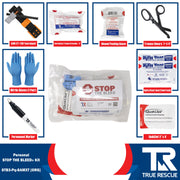 True Rescue Personal STB Kit Bleeding Control Kit White Smoke Premium - With QuikClot 3"x 4 yd Hemostatic Dressing / SAM XT-700 Tourniquet (Orange)
