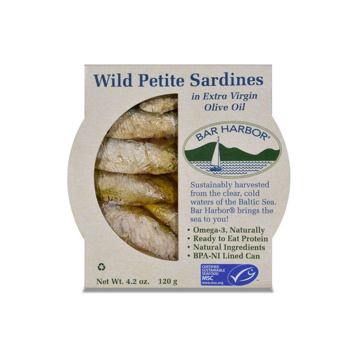 Bar Harbor Wild Petite Sardines in Extra Virgin Olive Oil (Pack of 12) 4.2 Oz