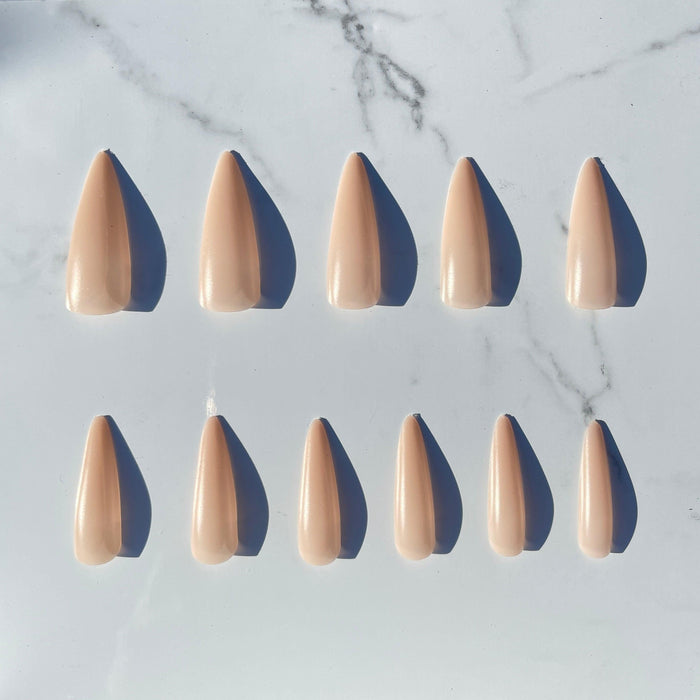 Twinkled T - Gel Extension Tips - Stiletto ♥︎ Cream ♥︎ Long