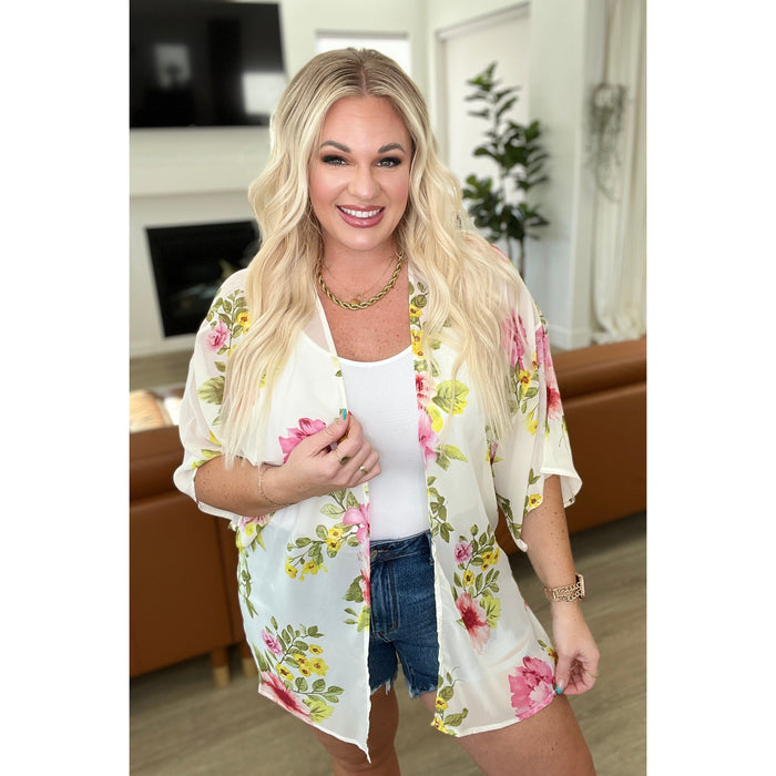 Yeah, We Did That Floral Kimono in Ivory