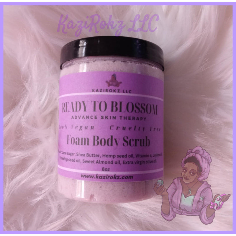 KaziRokz READY TO BLOSSOM HEMP INFUSED FOAM BODY SCRUB 8oz(100%VEGAN/ CRUELTY FREE) Skin Care