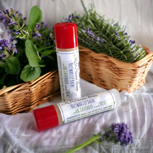 My Natural Beauty LAVENDER & MINT | Beeswax Lip Balm (Moisturizer) 0.14 oz