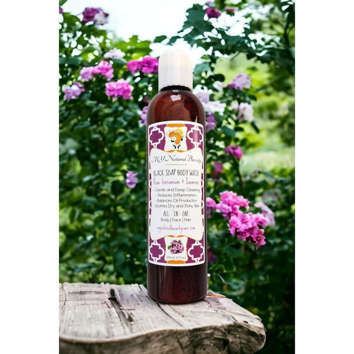 My Natural Beauty FLORAL BLEND (Rose & Chamomile) | Liquid Black Soap 8oz