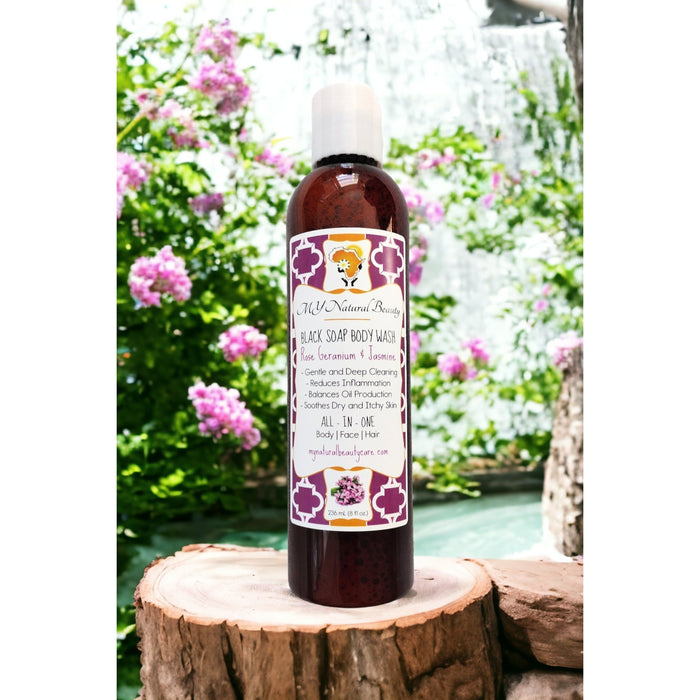 My Natural Beauty FLORAL BLEND (Rose & Chamomile) | Liquid Black Soap 8oz