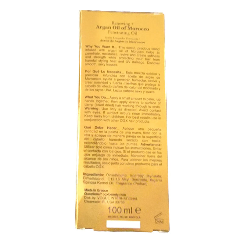 Mill's Beauty Supply OGX Renewing Argan Oil of Morocco Penetrating Oil all Hair Types Hair and Scalp Oil