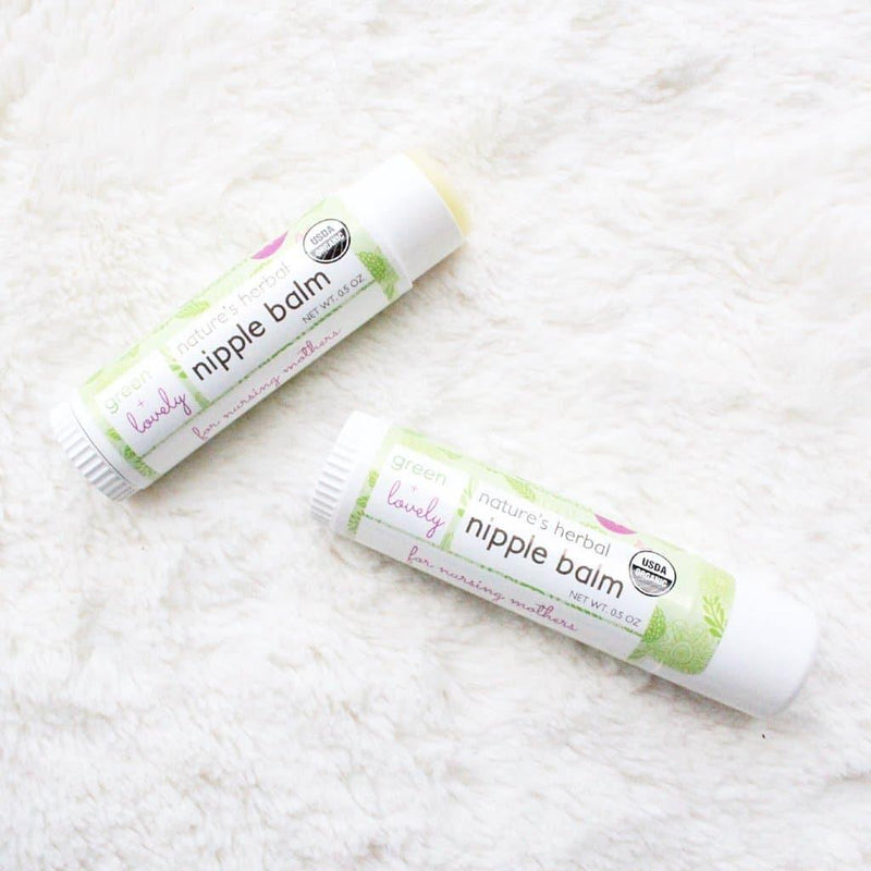Green + Lovely Calming Nature's Herbal Nursing Nipple Balm - Breastfeeding Essential - 1 oz. Nipple Cream