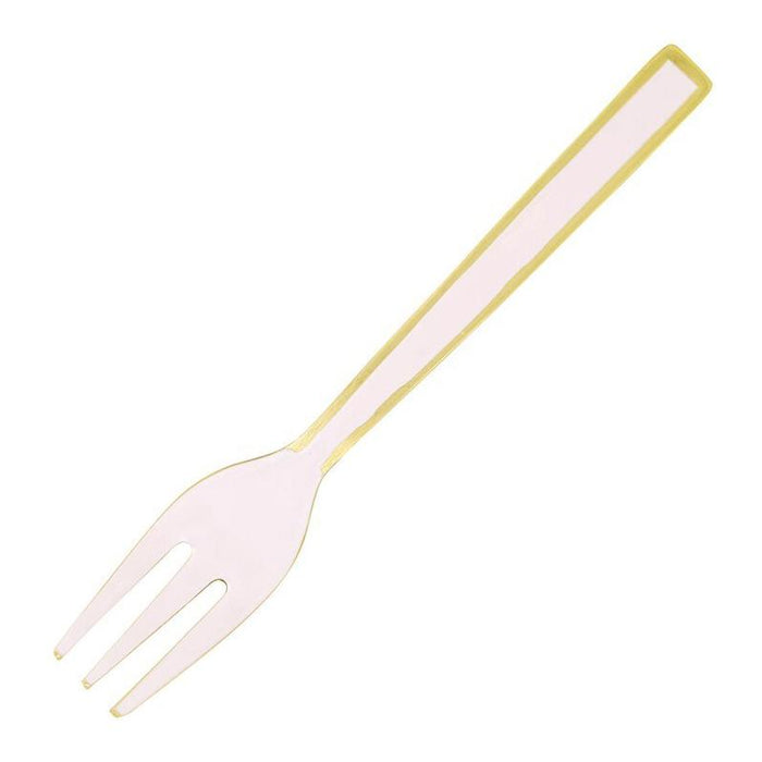 The Bullish Store Pink Enamel Dessert Forks With Gold Edging | Boxed Set Of 4