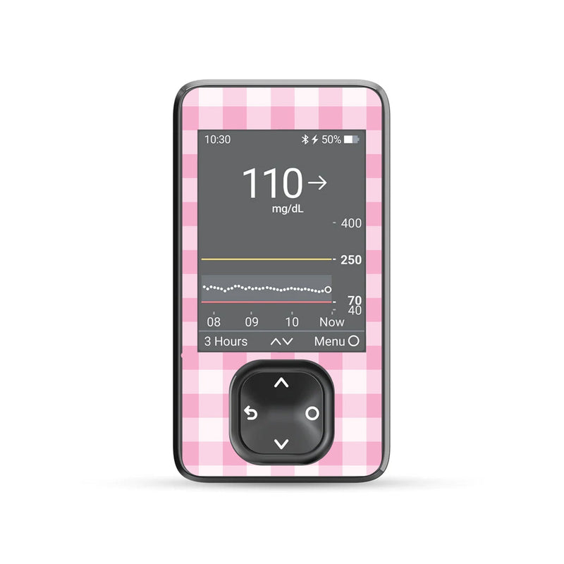 Peelz Pink Plaid DEXCOM G7 and Stelo and G6 Receiver Sticker Peelz/Stickers