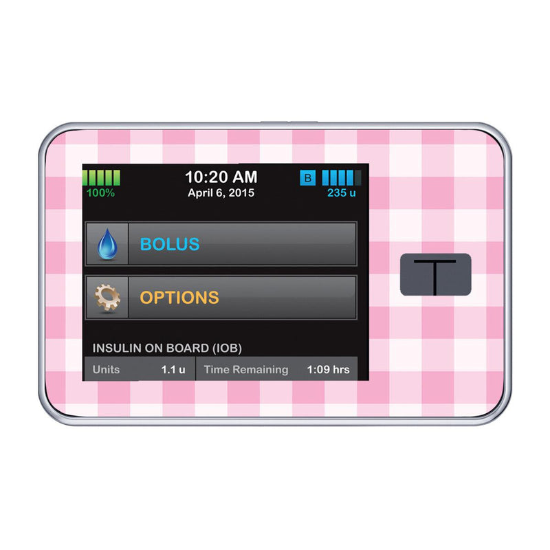 Peelz Pink Plaid Sticker for Tandem t:slim Peelz/Stickers