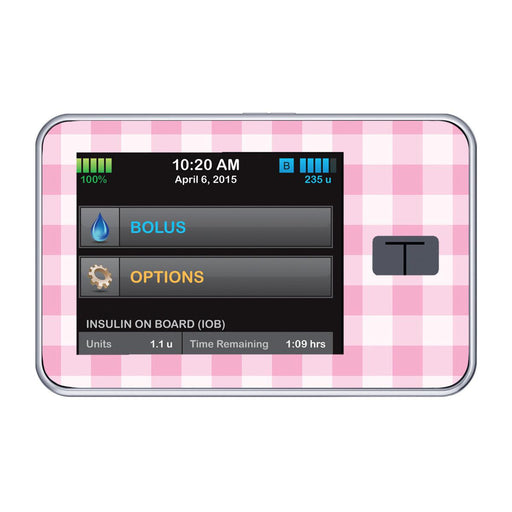 Peelz Pink Plaid Sticker for Tandem t:slim Peelz/Stickers