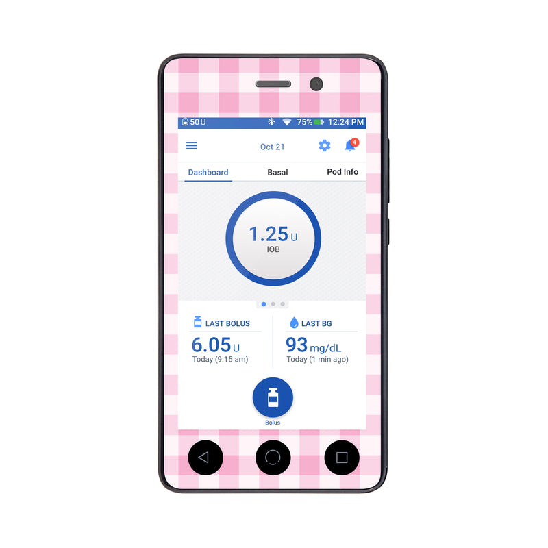 Peelz Pink Plaid Sticker for Omnipod DASH® PDM – Pump Peelz Peelz/Stickers