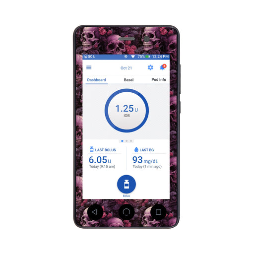 Peelz Pink Skulls Sticker for Omnipod DASH® PDM – Pump Peelz Peelz/Stickers