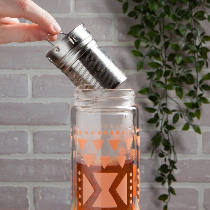 The Bullish Store Pink Sustain Double Glass Tea Infuser Bottle | Loose Leaf Tea Holder Steeper Strainer Filter