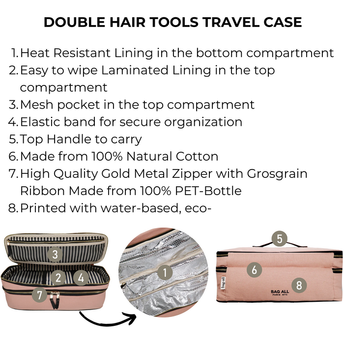 Bag-All - Double Hair Tools Travel Case, Pink/Blush