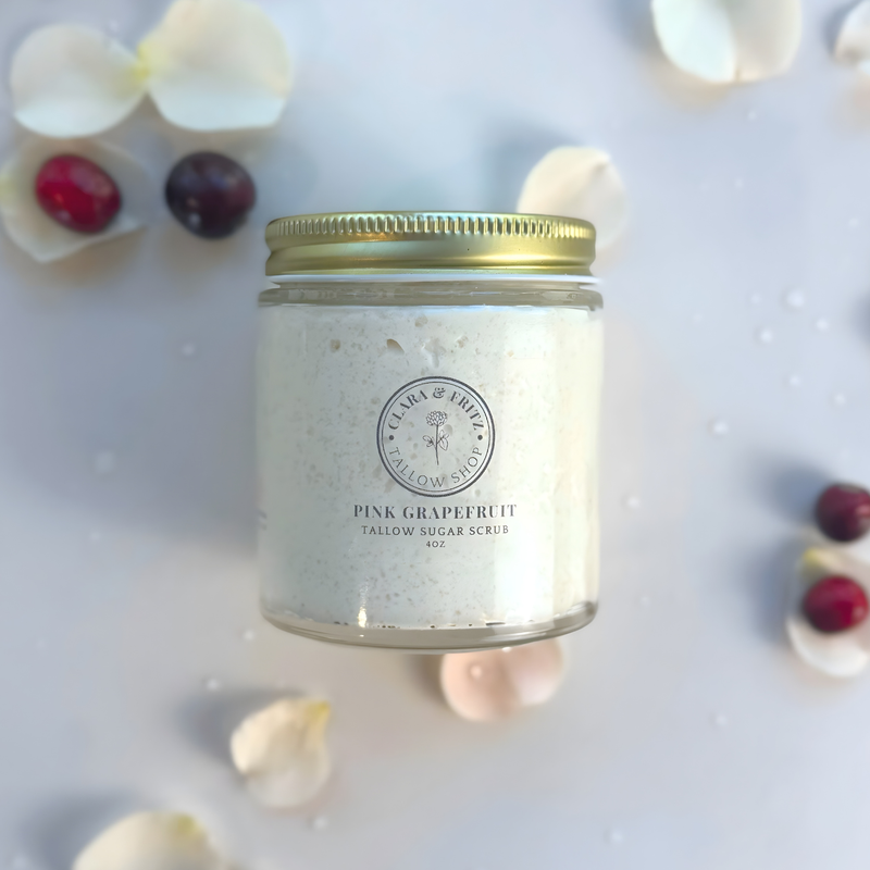 Clara & Fritz Tallow Shop Pink Grapefruit Tallow Sugar Scrub Lotion & Moisturizer