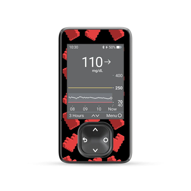 Peelz Pixel Hearts DEXCOM G7 and Stelo and G6 Touchscreen Receiver Sticker Peelz/Stickers