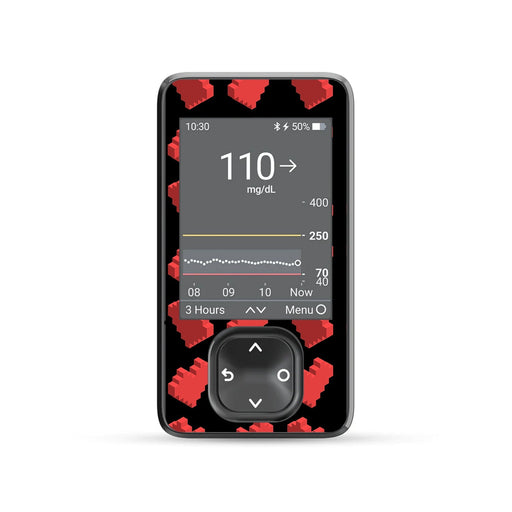 Peelz Pixel Hearts DEXCOM G7 and Stelo and G6 Touchscreen Receiver Sticker Peelz/Stickers