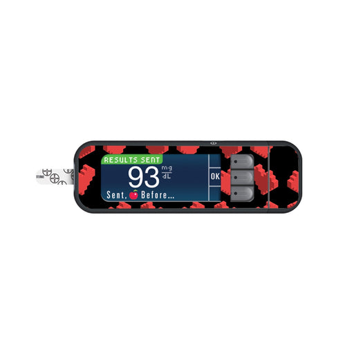 Peelz Pixel Hearts Sticker for Bayer Contour Next Glucometer Peelz/Stickers