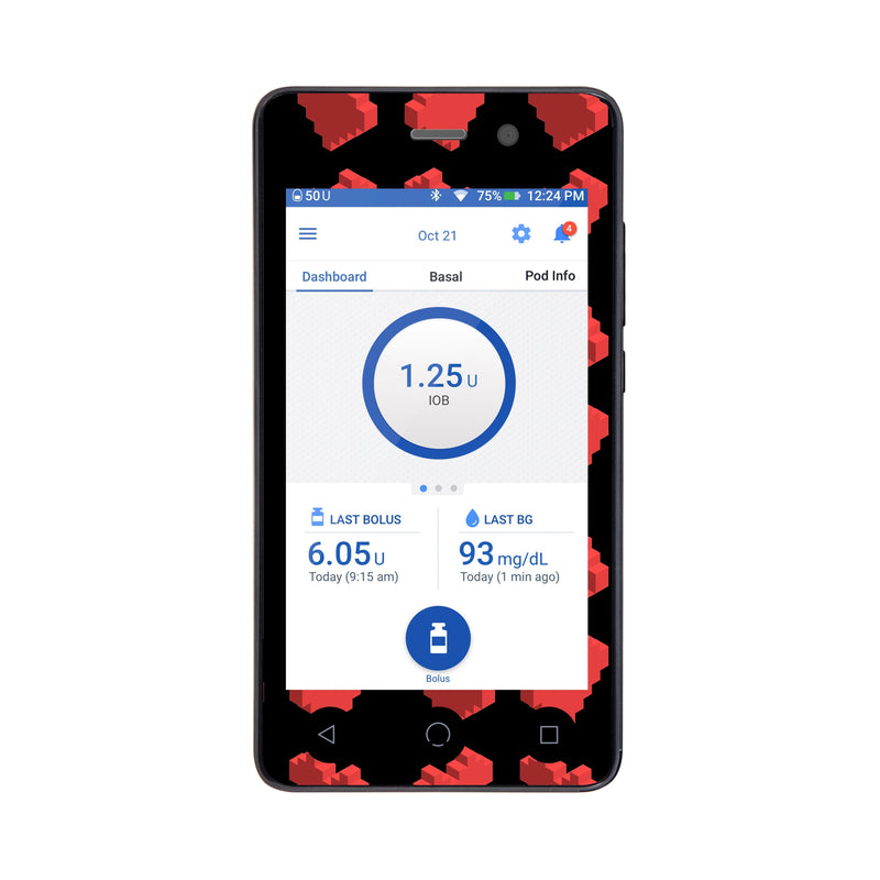 Peelz Pixel Hearts Sticker for Omnipod DASH® PDM – Pump Peelz Peelz/Stickers
