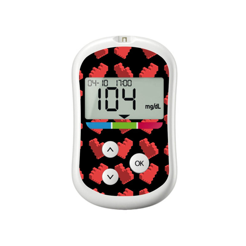 Peelz Pixel Hearts for OneTouch Verio Flex Glucometer Peelz/Stickers
