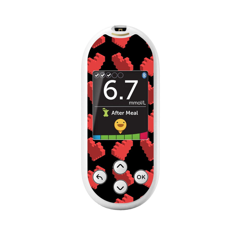Peelz Pixel Hearts for OneTouch Verio Reflect Glucometer Peelz/Stickers