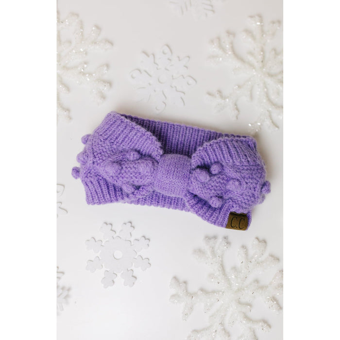 Pom Knit Head Wrap In Periwinkle