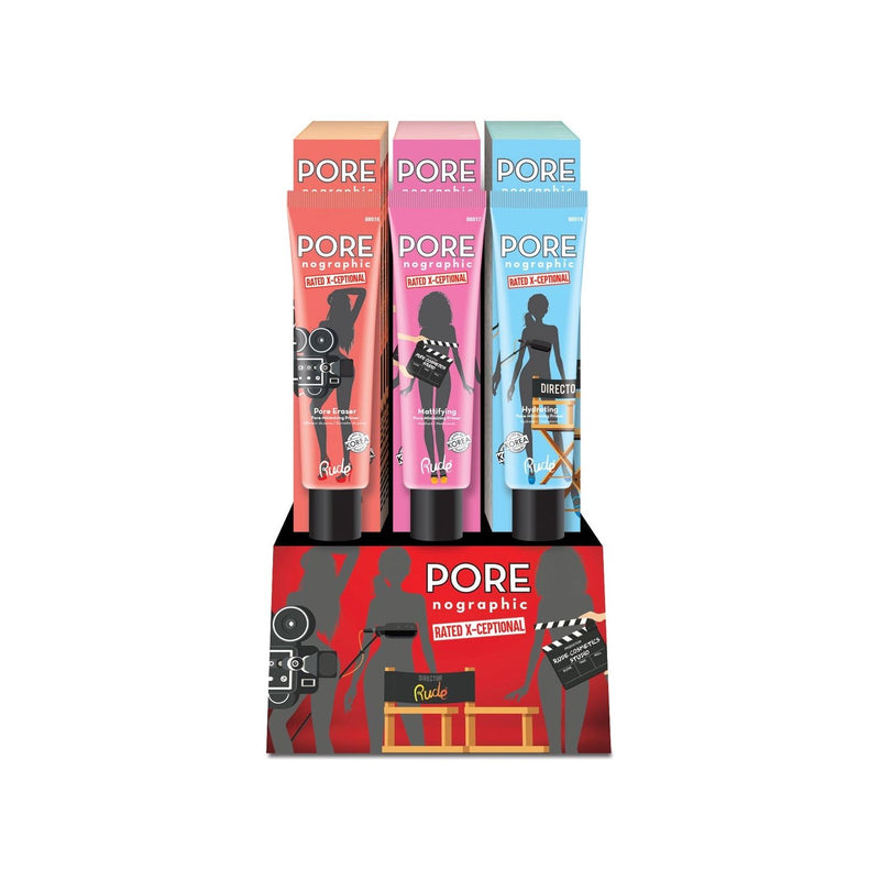 Rude Cosmetics POREnographic Pore Primer Display Set, 18pcs Wholesale Set