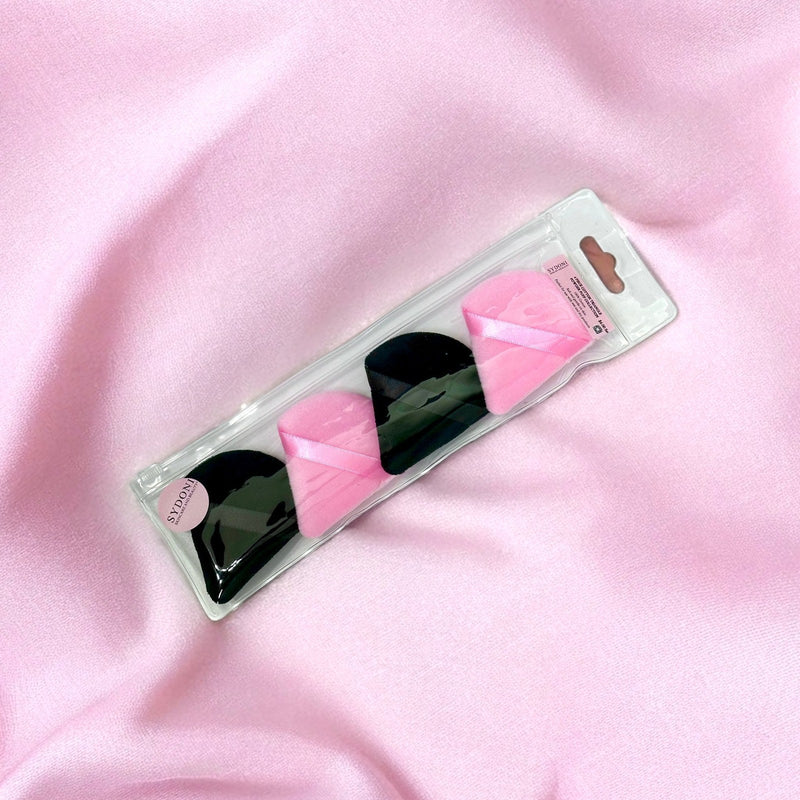 Sydoni Skincare and Beauty 4 PIECE COTTON TRIANGLE POWDER PUFF SET Makeup Powder Puffs