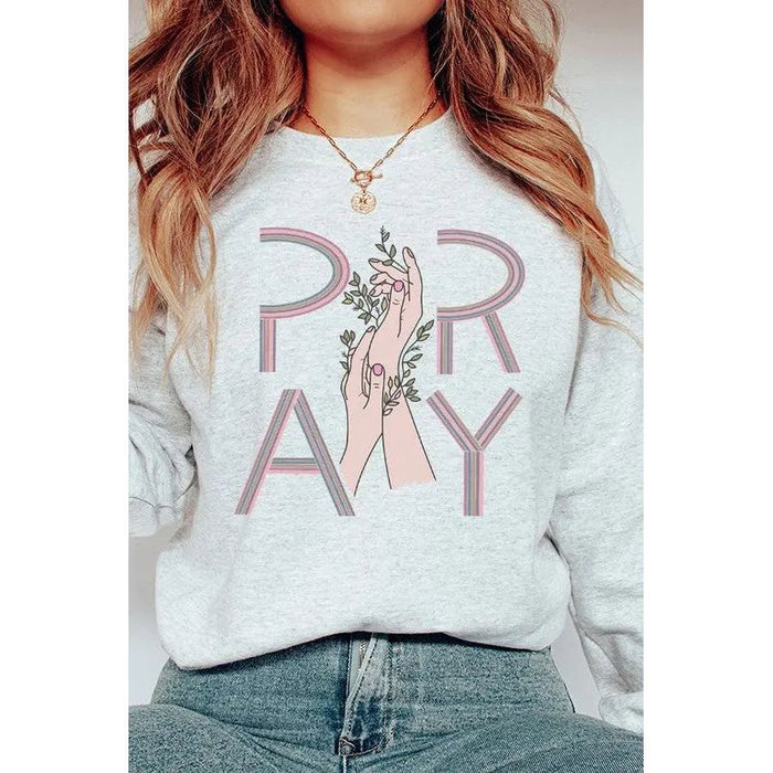 Pray Hands Floral Graphic Sweatshirt