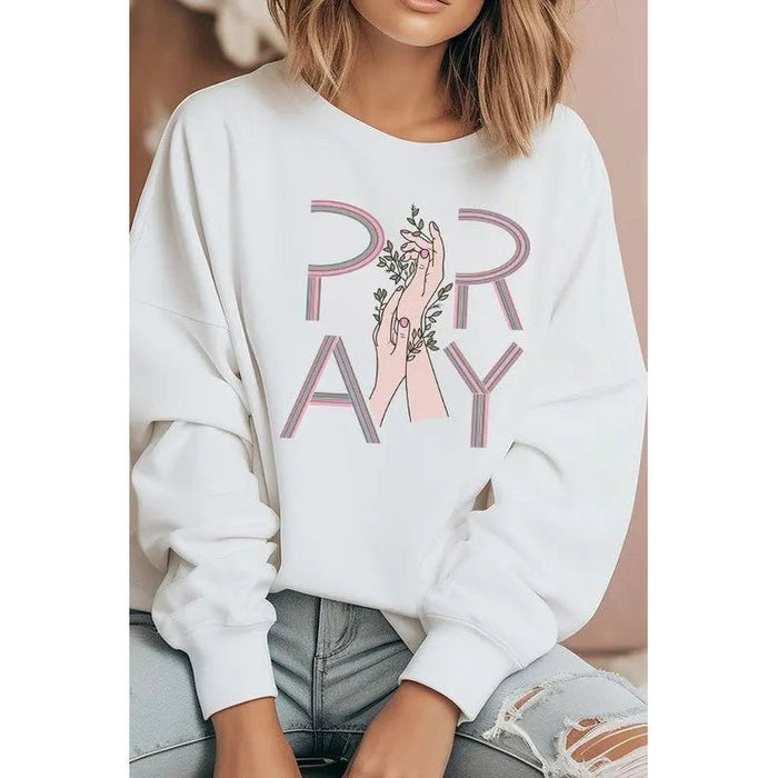 Pray Hands Floral Graphic Sweatshirt