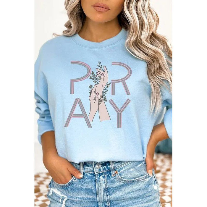 Pray Hands Floral Graphic Sweatshirt