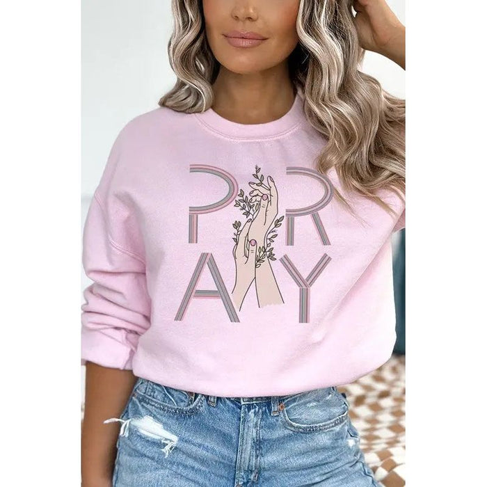 Pray Hands Floral Graphic Sweatshirt