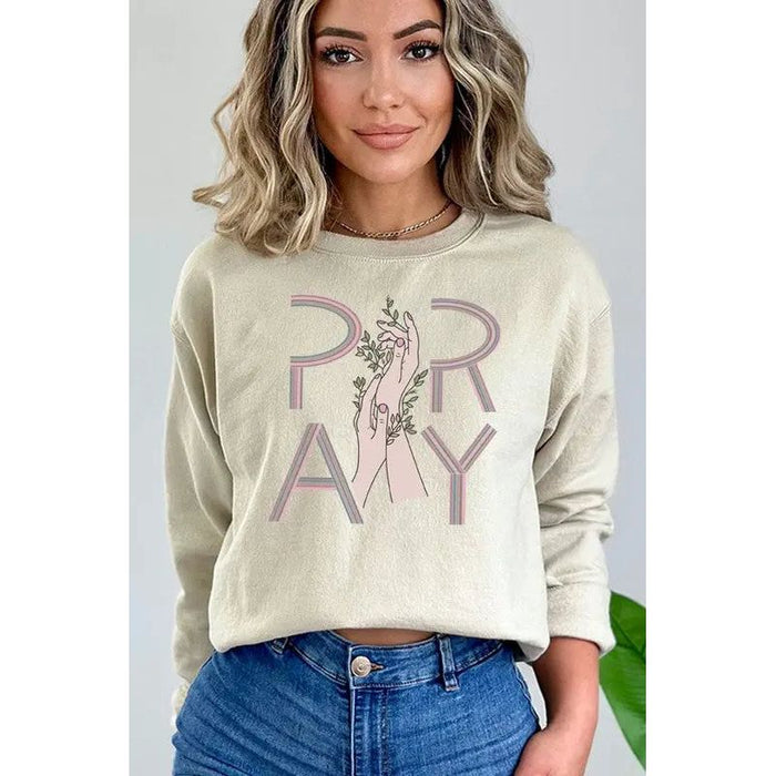 Pray Hands Floral Graphic Sweatshirt