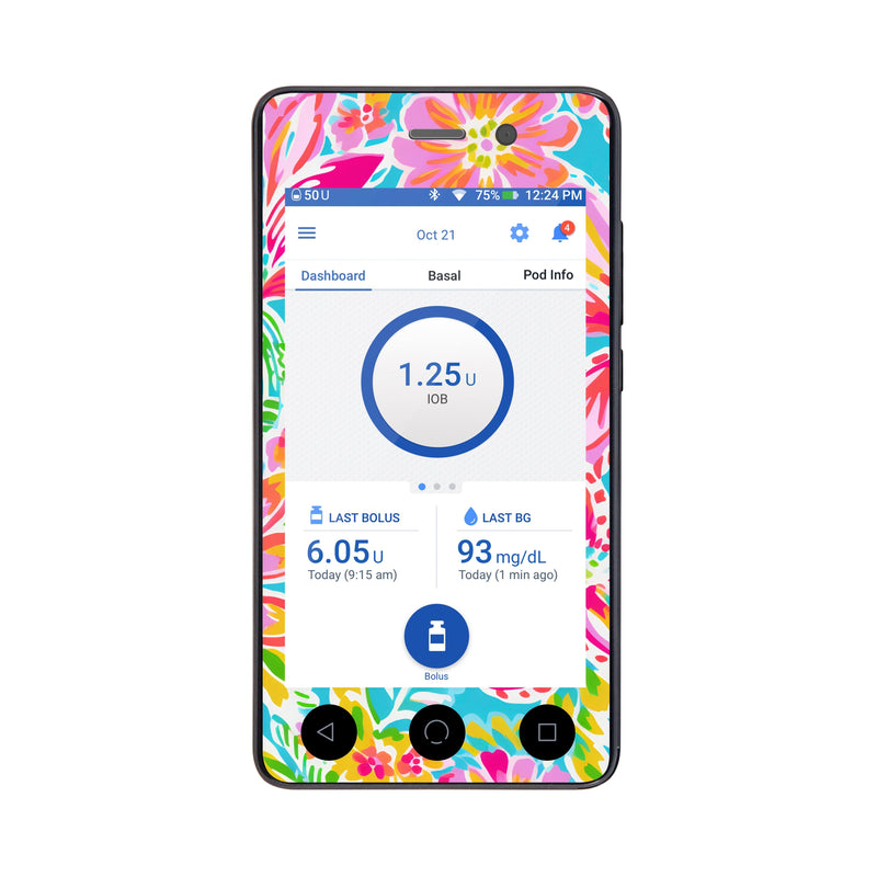 Peelz Preppy Flowers Sticker for Omnipod DASH® PDM – Pump Peelz Peelz/Stickers