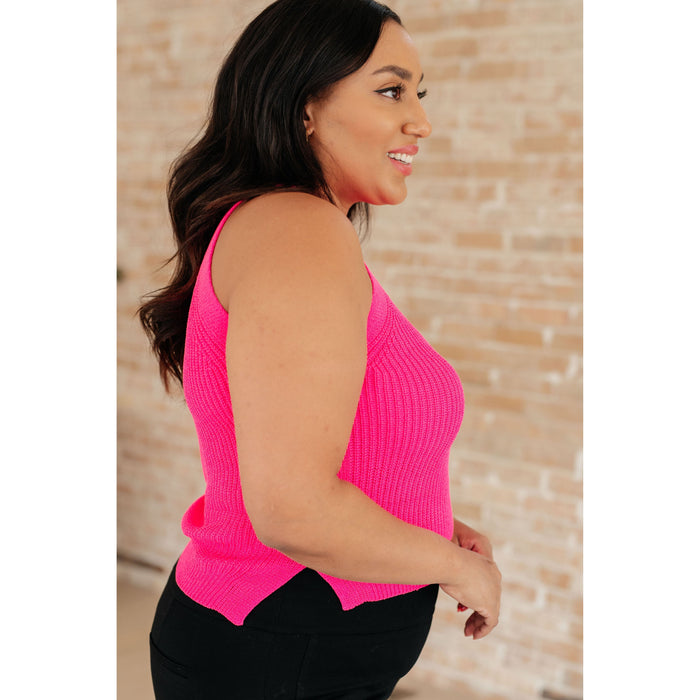 Previous Engagement Halter Neck Sweater Tank in Pink