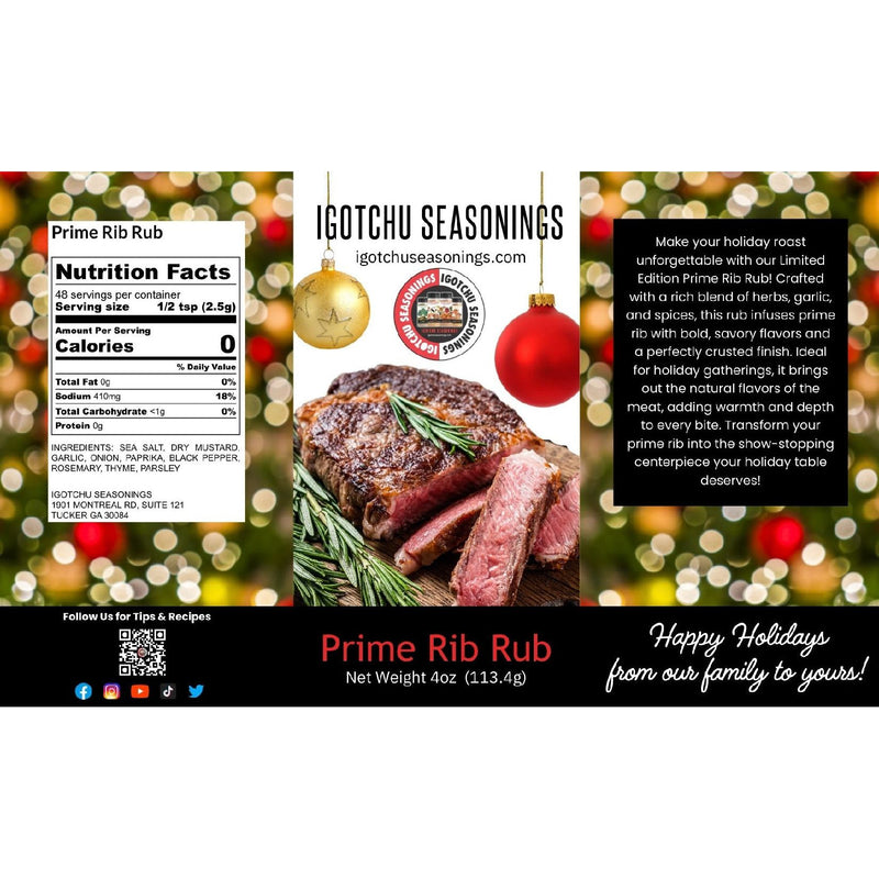 Igotchu Seasonings Prime Rib Rub 5.5 oz  Holiday Limited Edition