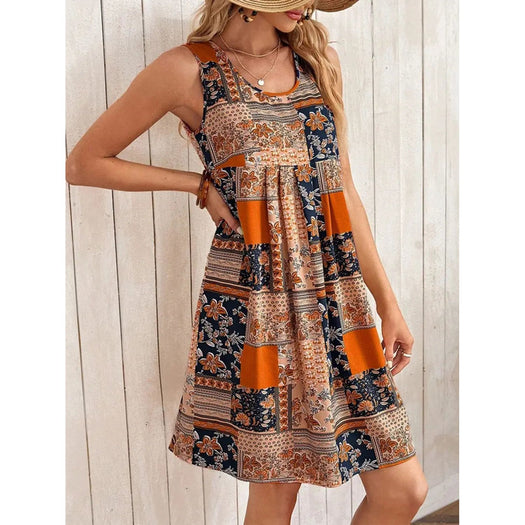 Printed Sleeveless Mini Dress