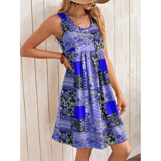 Printed Sleeveless Mini Dress