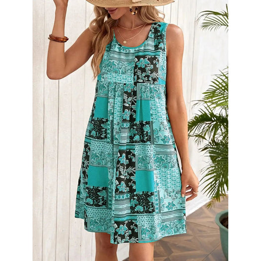 Printed Sleeveless Mini Dress