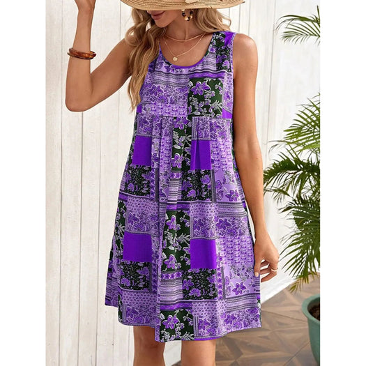 Printed Sleeveless Mini Dress