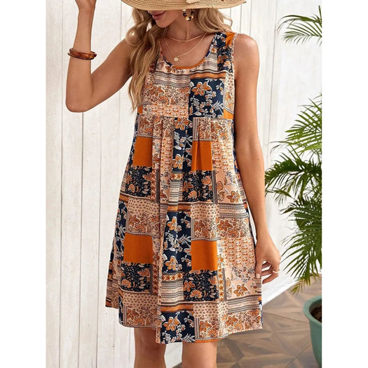 Printed Sleeveless Mini Dress