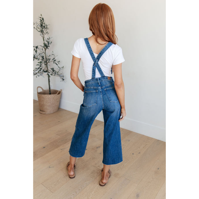 Priscilla High Rise Crop Wide Leg Denim Overalls