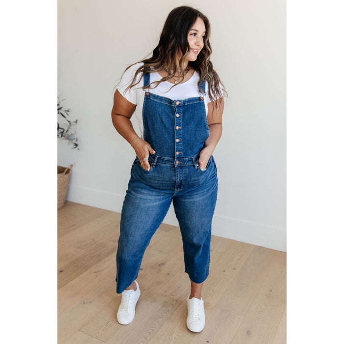 Priscilla High Rise Crop Wide Leg Denim Overalls