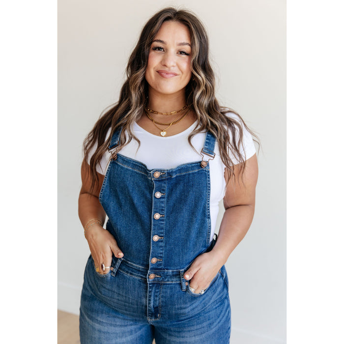 Priscilla High Rise Crop Wide Leg Denim Overalls