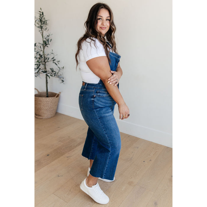 Priscilla High Rise Crop Wide Leg Denim Overalls