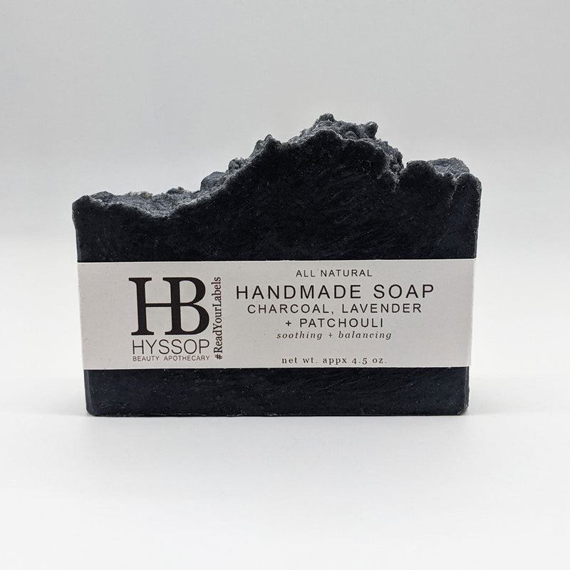Hyssop Beauty Apothecary L.L.C. Bar Soap: Charcoal, Lavender + Patchouli Bar Soap