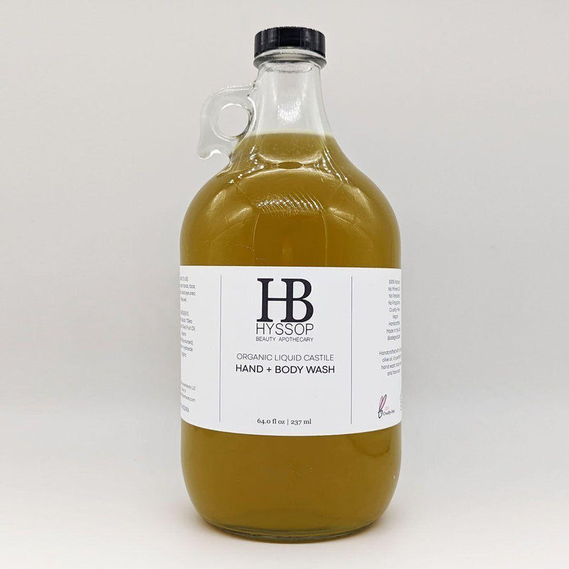 Hyssop Beauty Apothecary L.L.C. Organic Liquid Castile Hand + Body Wash - 1/2 Gallon (64oz) Body Wash