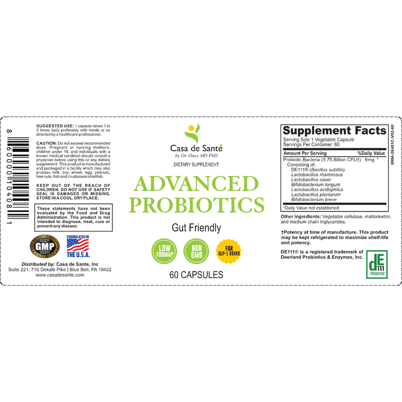 casa de sante Advanced Probiotics GI Support Low FODMAP Gut Friendly MD PhD Formulated Digestive Support Supplements